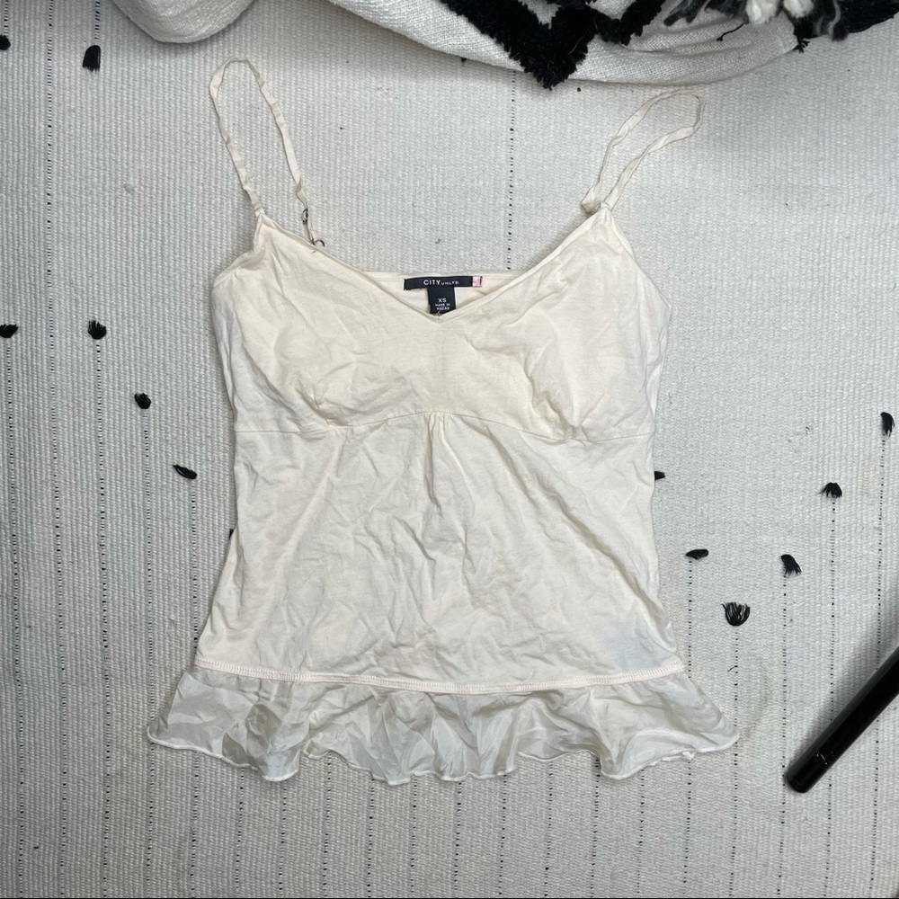CITY Unltd. Built in Bra Frill Tank Top Womens XS